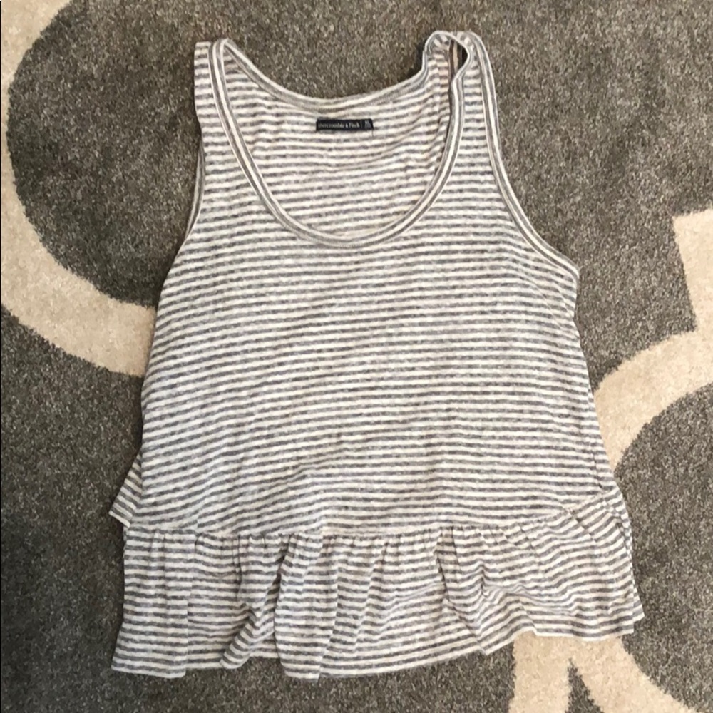 Grey/white Abercrombie striped tank top Sz XL
